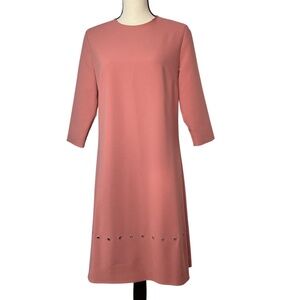 Ellie Makir Knee Length 3/4 Sleeve Lined Pink Dress With Grommets Sz M Pre-owned